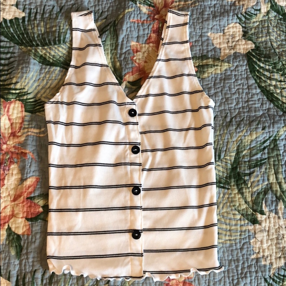 CAUTION TO THE WIND striped tank